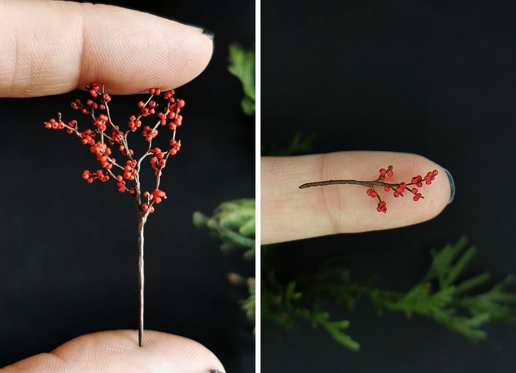 Miniature winter berries twig - medium