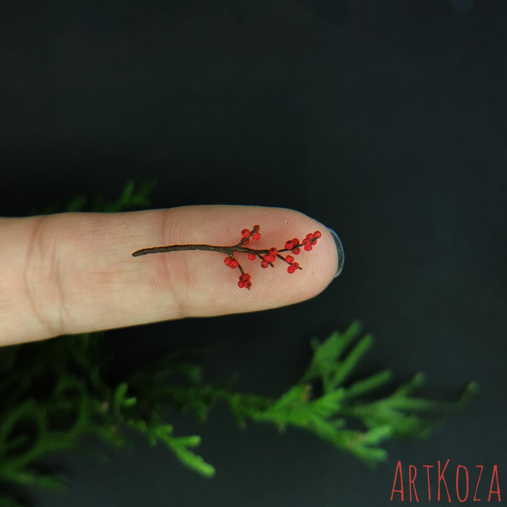 Miniature winter berries twig - small