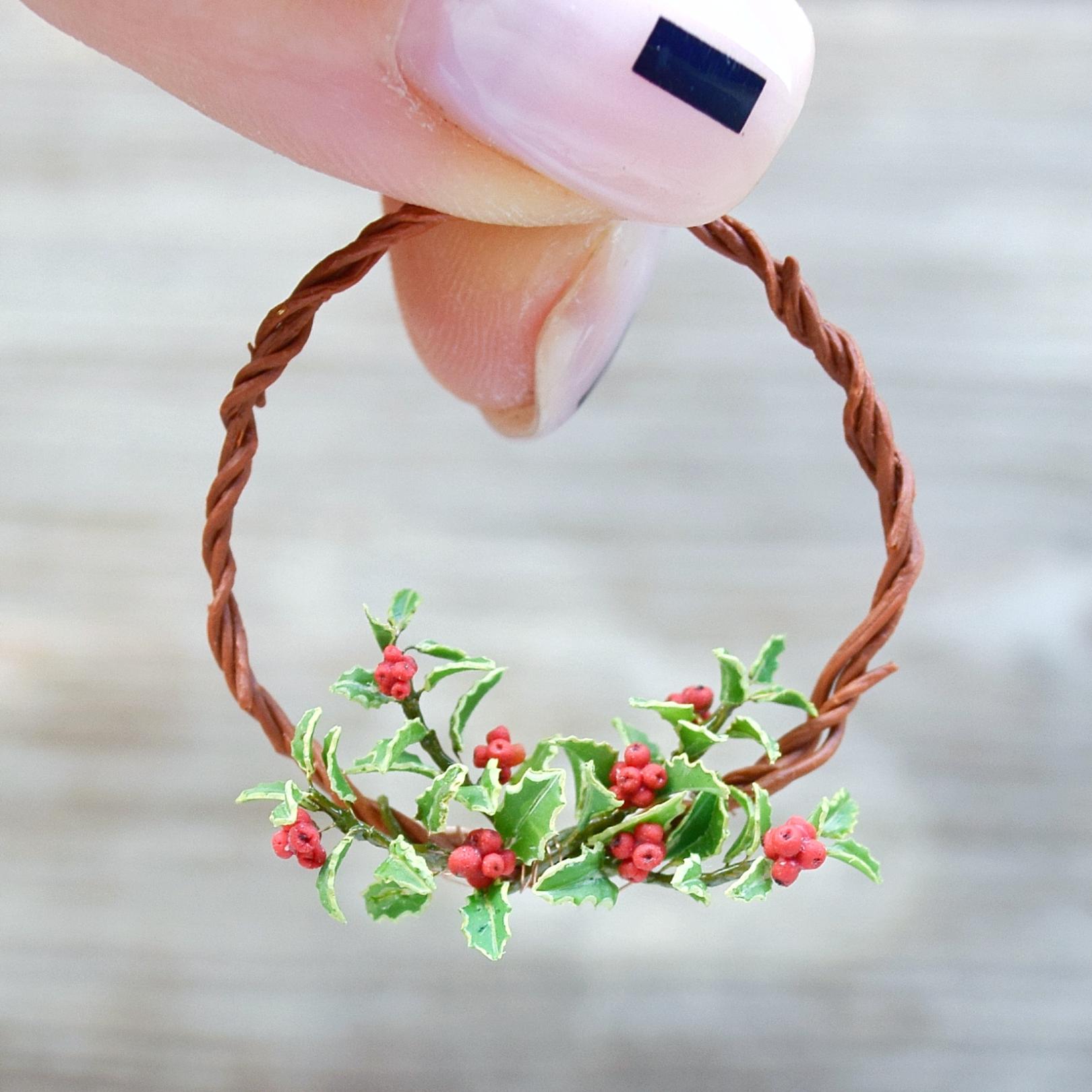 Holly plant branches decor. Wreath