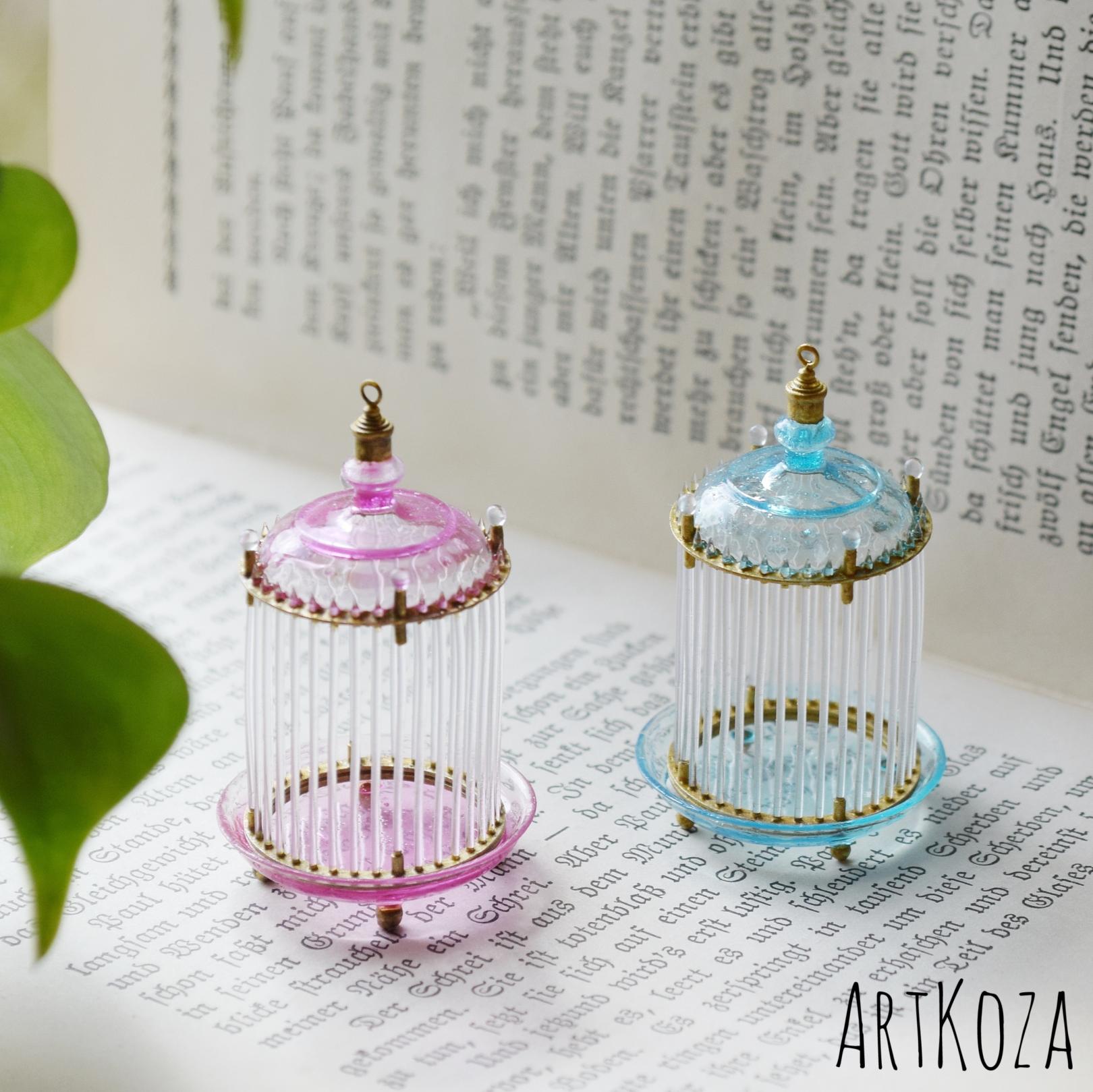 Glass birdcage without pattern 3D Pink