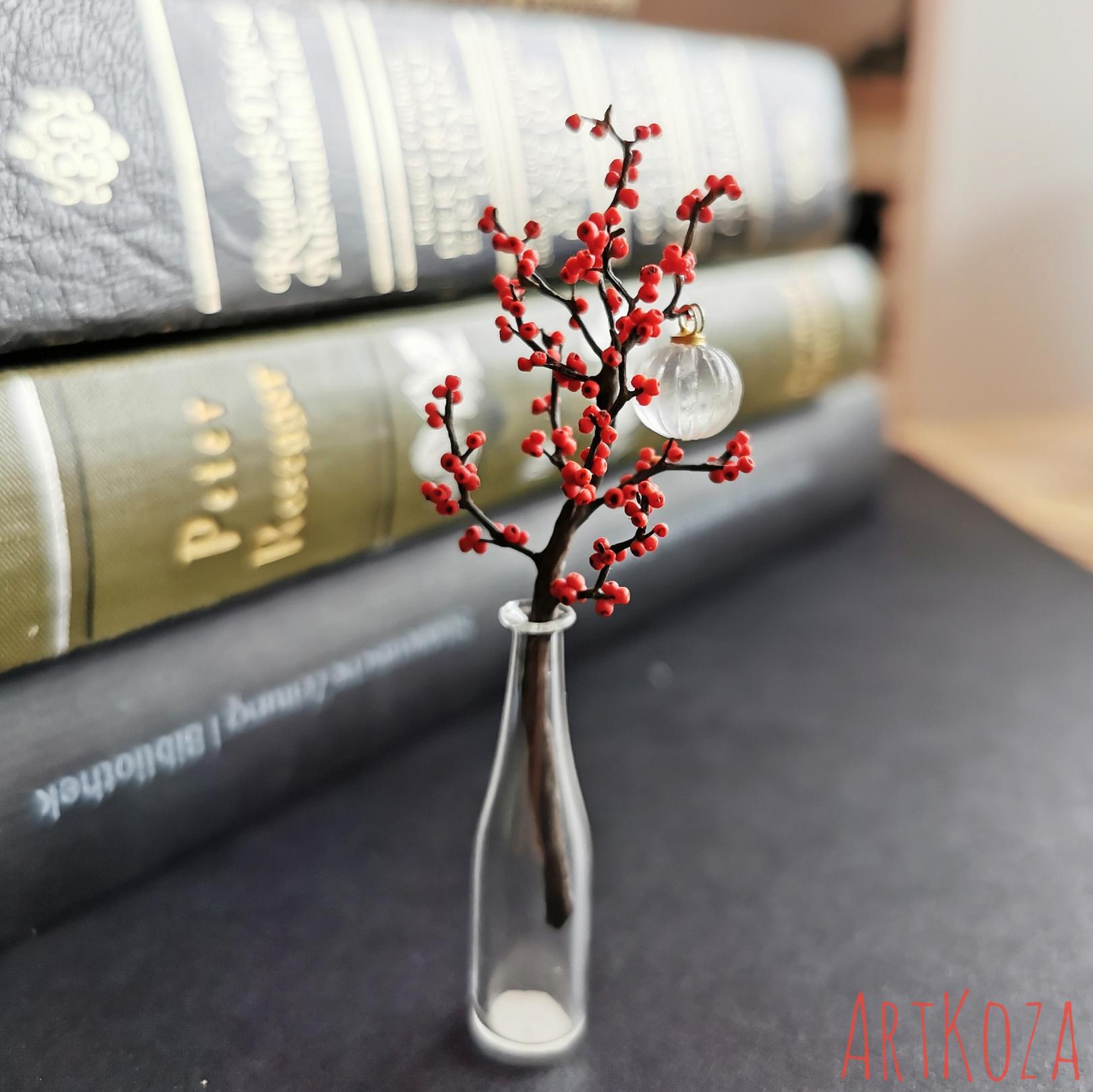 Miniature winter berries twig - large